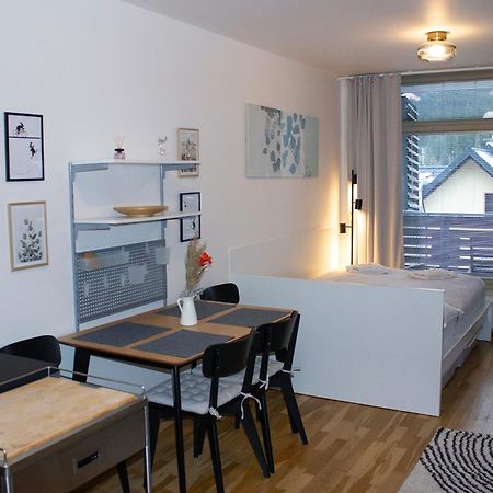 Enjoyharrachov - Atraktivni Slunne Studio Certovka V Centru Harrachova S Garazovym Parkovanim, Wifi-Wlan, Sat, Herni Konzoli, Netflix Zdarma A Nejkrasnejsim Vyhledem Na Certovu Horu S Arealem Skokanskych Mustku A Sjezdovku Eksteriør bilde