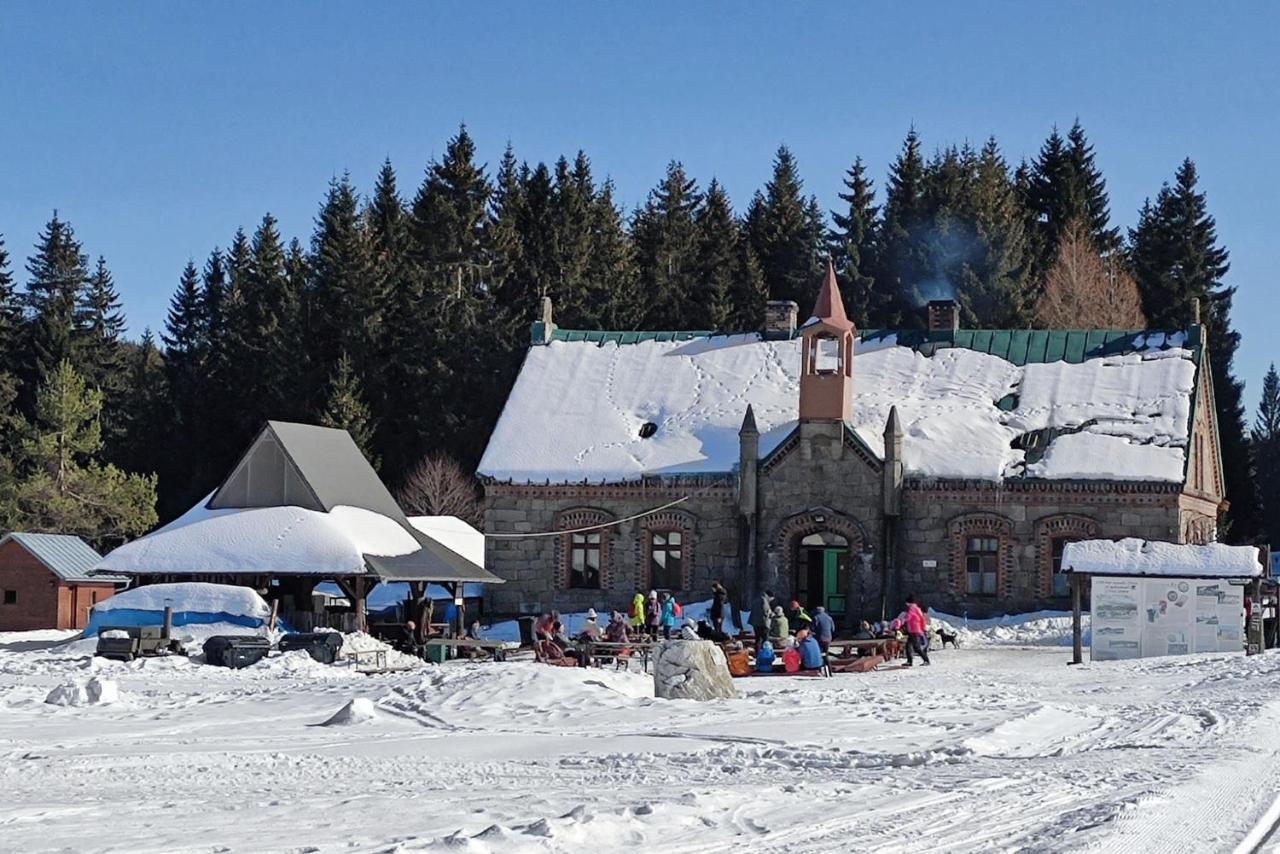 Enjoyharrachov - Atraktivni Slunne Studio Certovka V Centru Harrachova S Garazovym Parkovanim, Wifi-Wlan, Sat, Herni Konzoli, Netflix Zdarma A Nejkrasnejsim Vyhledem Na Certovu Horu S Arealem Skokanskych Mustku A Sjezdovku Eksteriør bilde